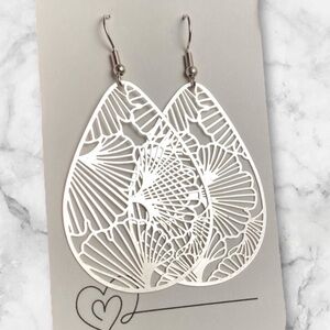 Ginkgo Leaf Filigree Teardrop Earrings